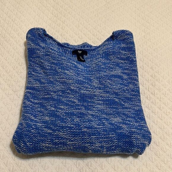 Gap Blue and White Long Sleeve, Knit Sweater - Size Medium - Picture 5 of 5